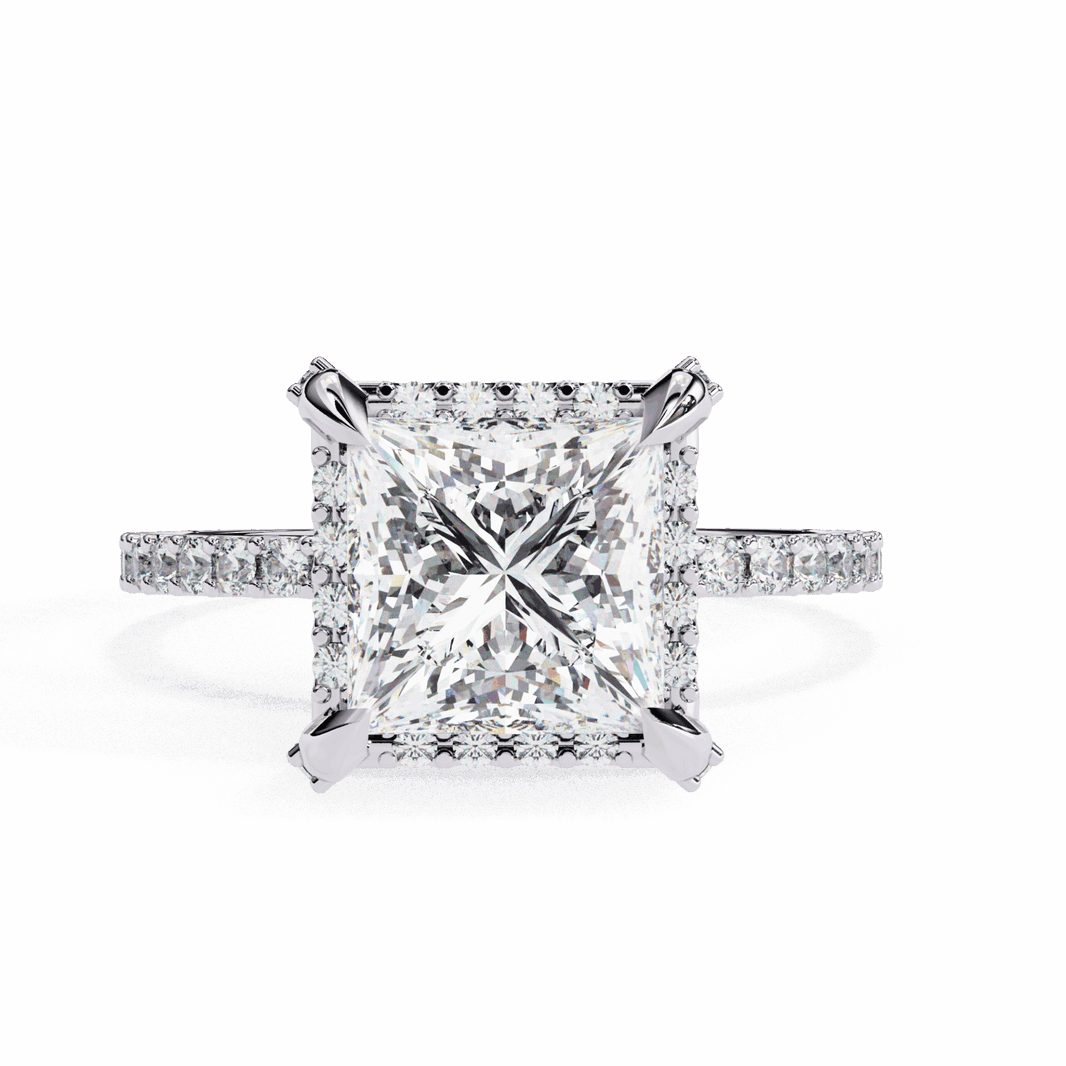 2.5 Carat Princess Halo Solitaire Ring in Moissanite | House of Estara