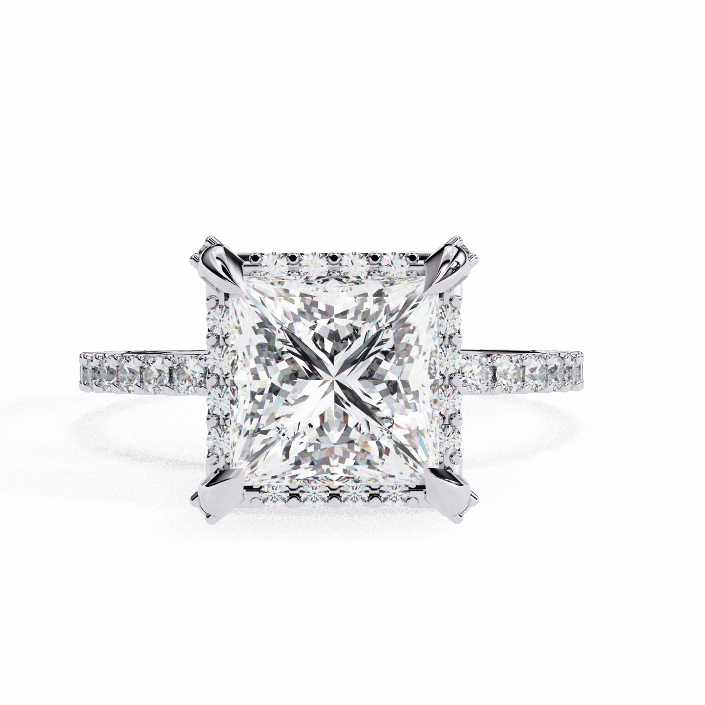 2.5 Carat Princess Halo Solitaire Ring in Moissanite | House of Estara