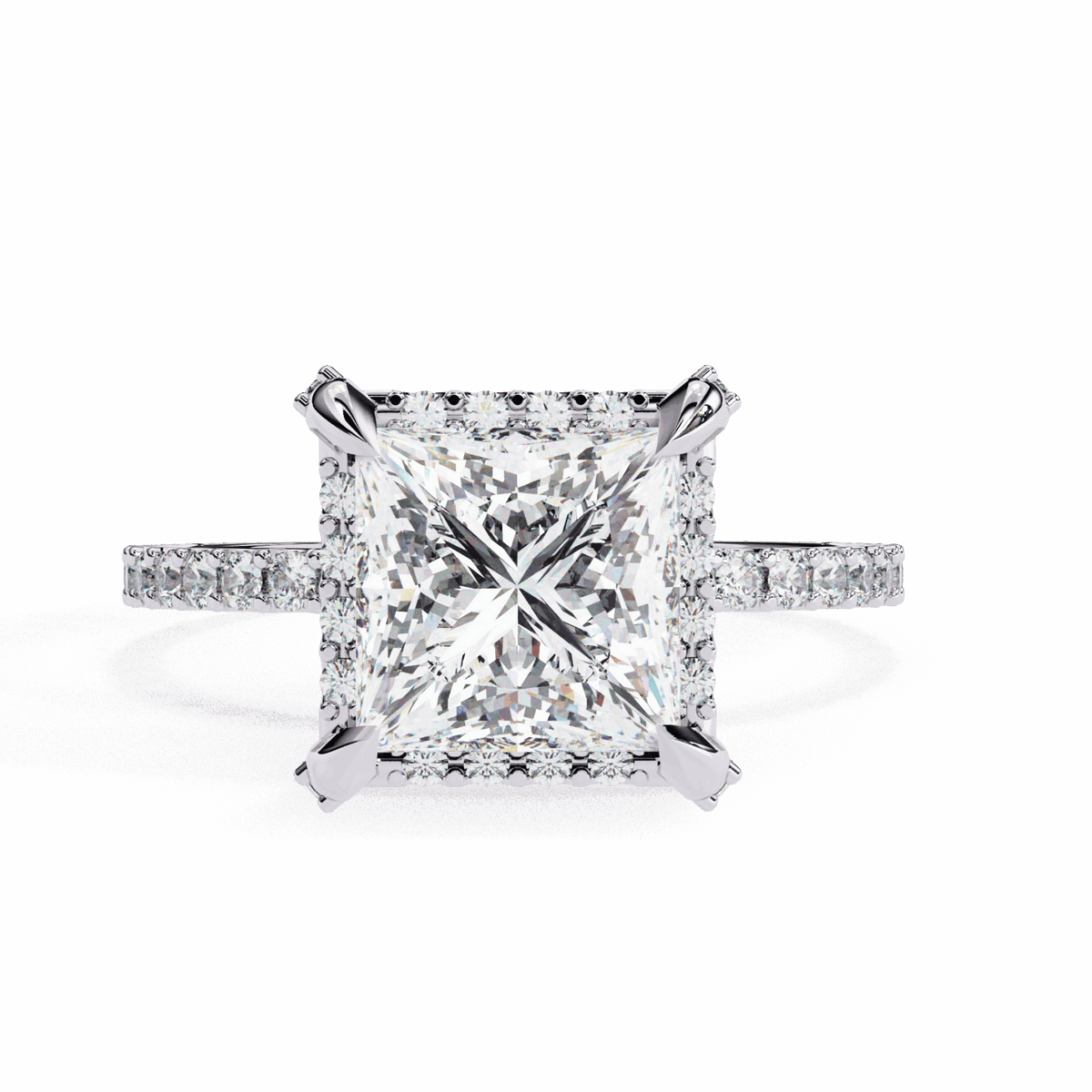 2.5 Carat Princess Halo Solitaire Ring in Moissanite | House of Estara