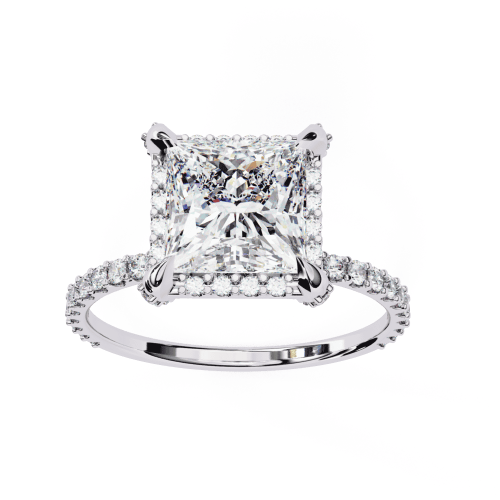 2.5 Carat Princess Halo Solitaire Ring in Moissanite | House of Estara