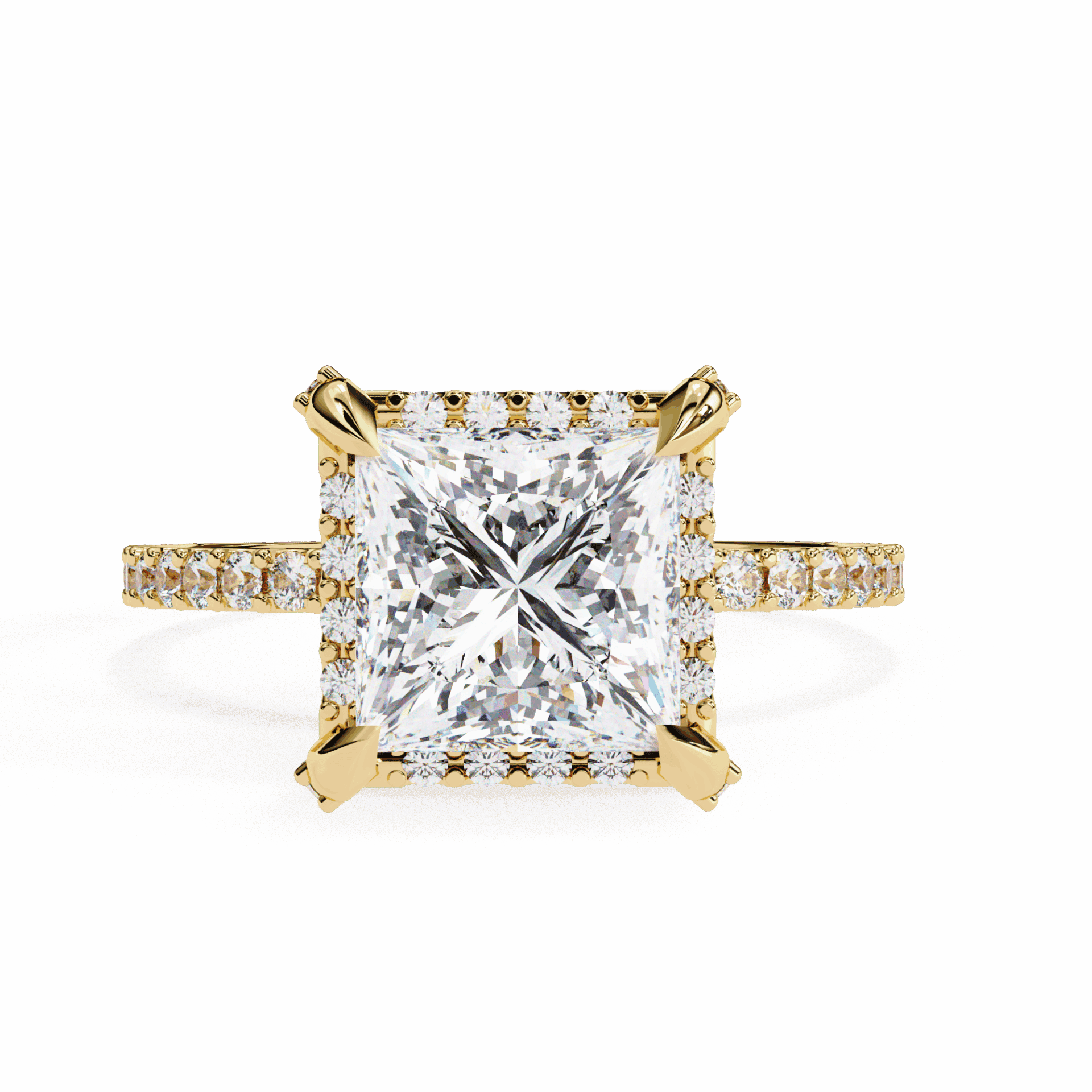 2.5 Carat Princess Halo Solitaire Ring in Moissanite | House of Estara