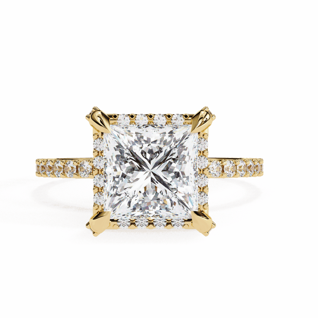 2.5 Carat Princess Halo Solitaire Ring in Moissanite | House of Estara