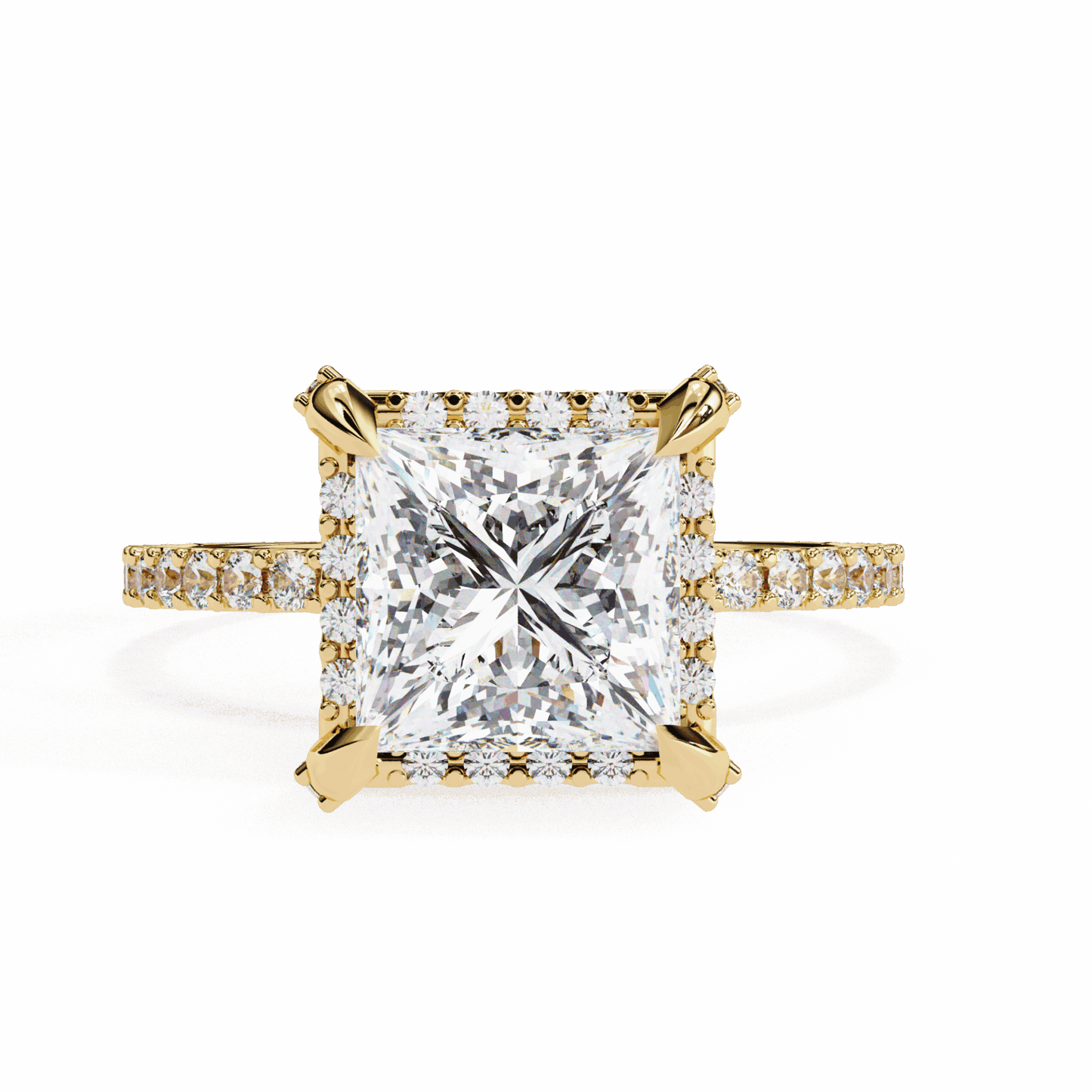 2.5 Carat Princess Halo Solitaire Ring in Moissanite | House of Estara