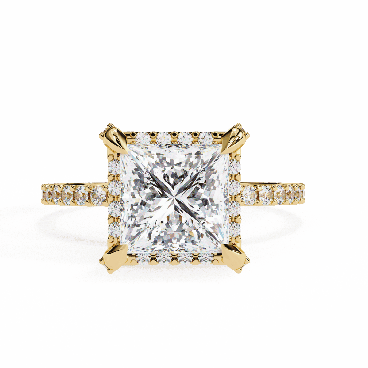 2.5 Carat Princess Halo Solitaire Ring in Moissanite | House of Estara
