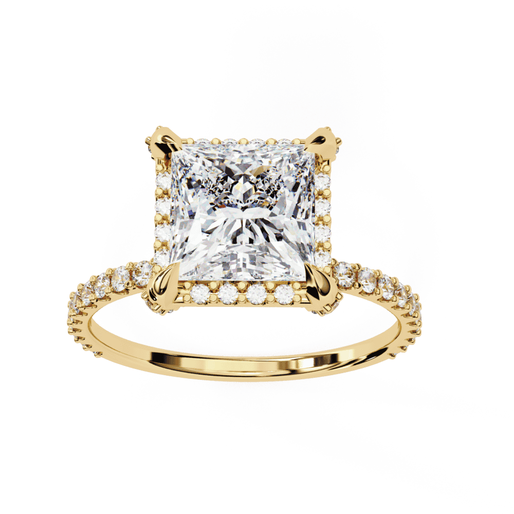 2.5 Carat Princess Halo Solitaire Ring in Moissanite | House of Estara