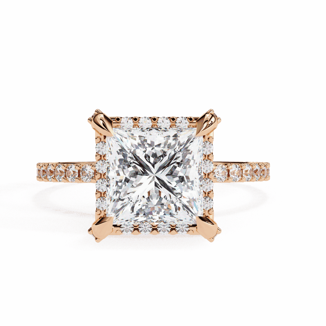2.5 Carat Princess Halo Solitaire Ring in Moissanite | House of Estara