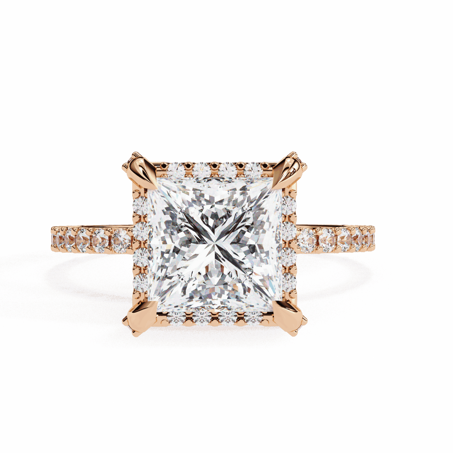 2.5 Carat Princess Halo Solitaire Ring in Moissanite | House of Estara