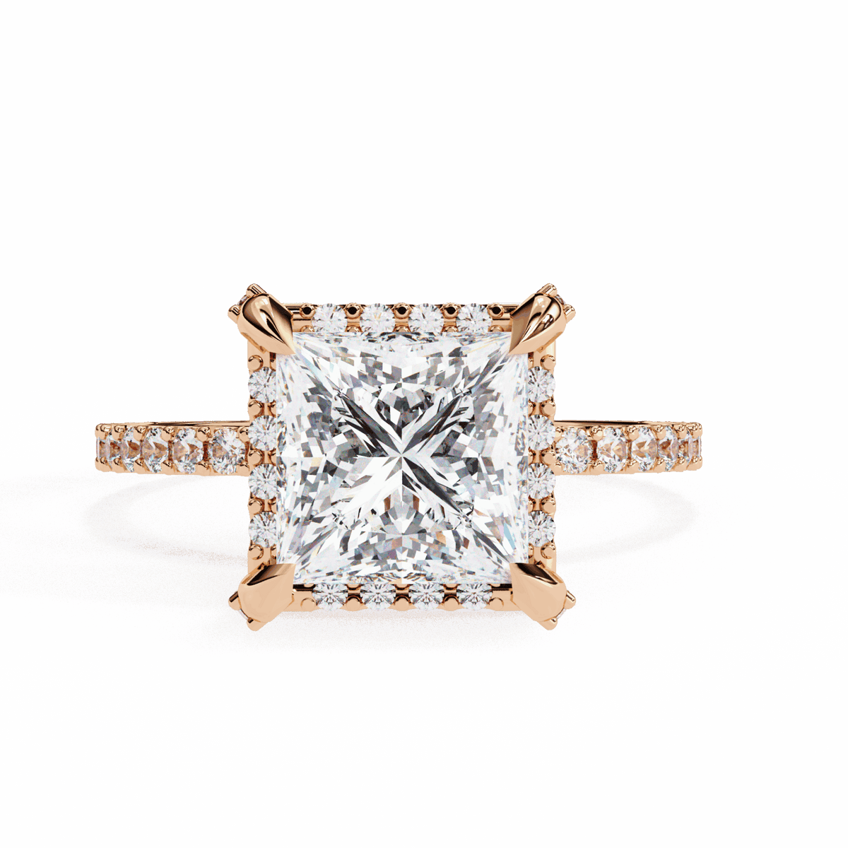 2.5 Carat Princess Halo Solitaire Ring in Moissanite | House of Estara