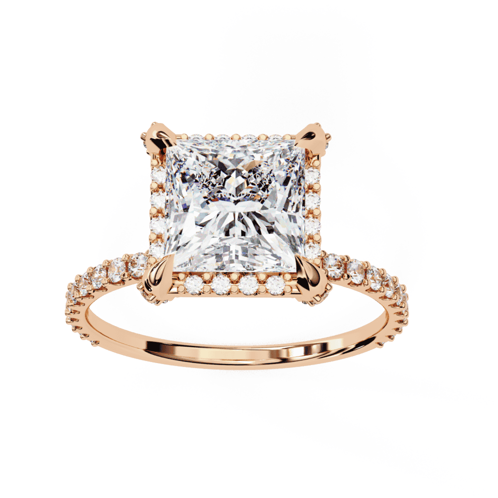 2.5 Carat Princess Halo Solitaire Ring in Moissanite | House of Estara