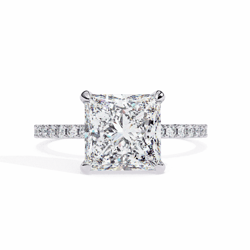 2.75 Carat Princess Hidden Halo Solitaire Ring in Moissanite | House of Estara