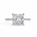2.75 Carat Princess Cut Moissanite Solitaire in Hidden Halo