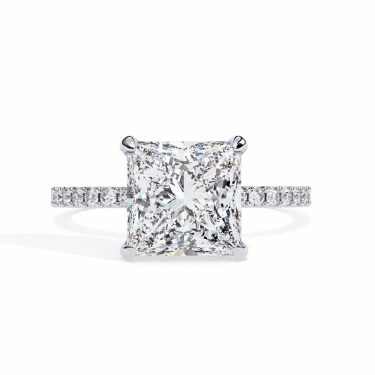 2.75 Carat Princess Hidden Halo Solitaire Ring in Moissanite | House of Estara
