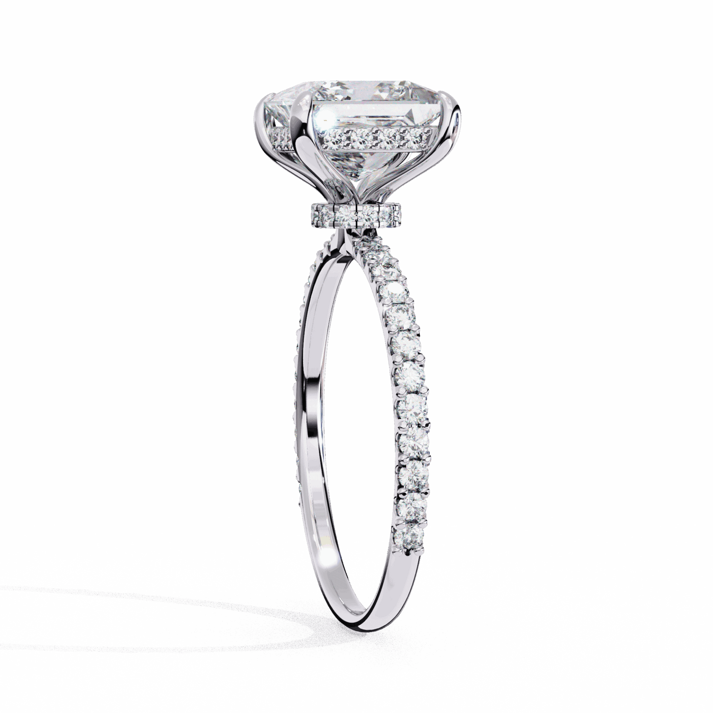 2.75 Carat Princess Hidden Halo Solitaire Ring in Moissanite | House of Estara