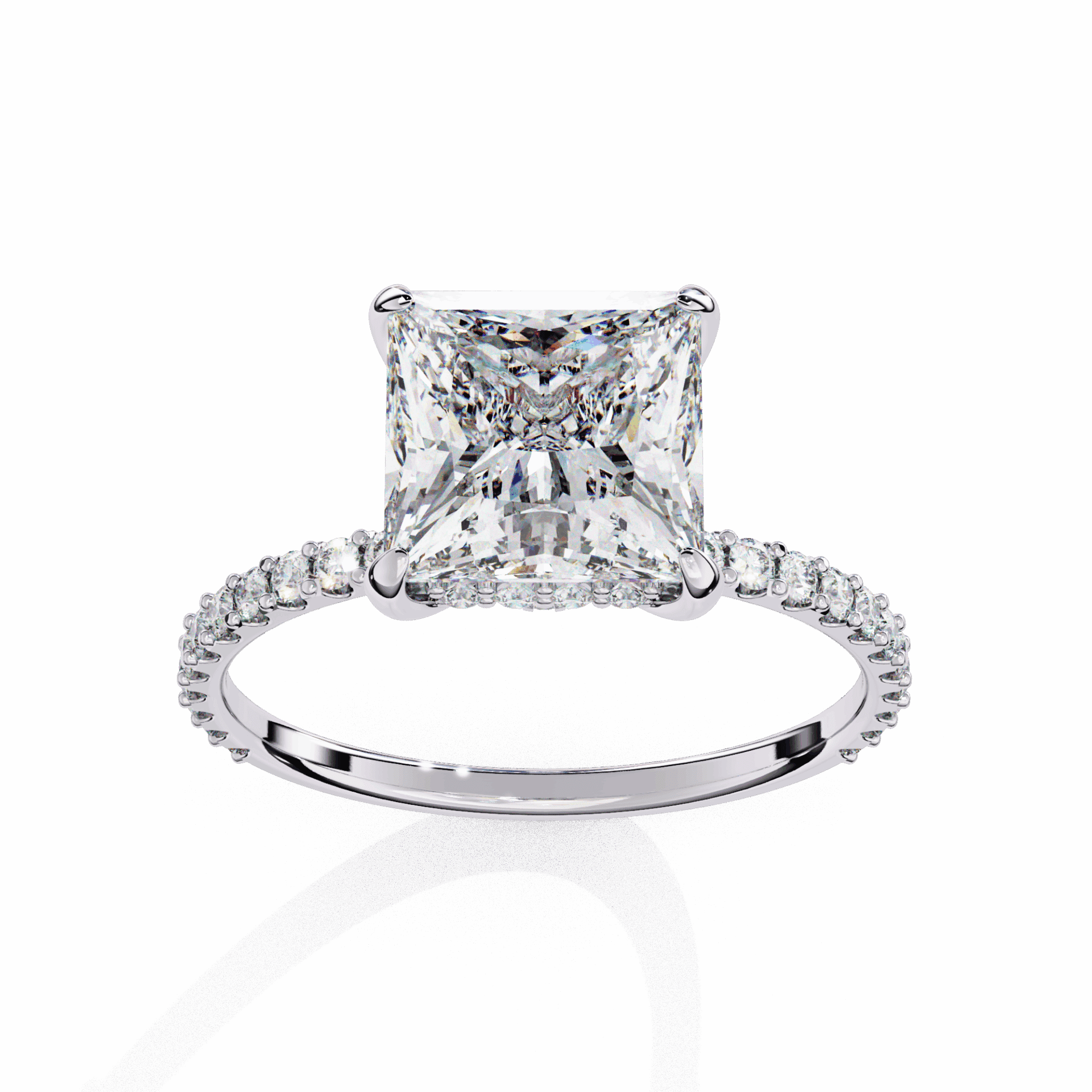 2.75 Carat Princess Hidden Halo Solitaire Ring in Moissanite | House of Estara