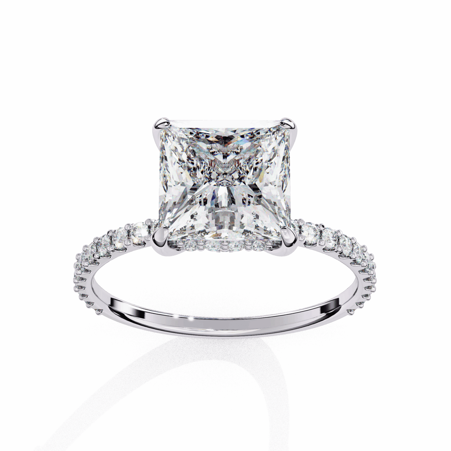 2.75 Carat Princess Hidden Halo Solitaire Ring in Moissanite | House of Estara