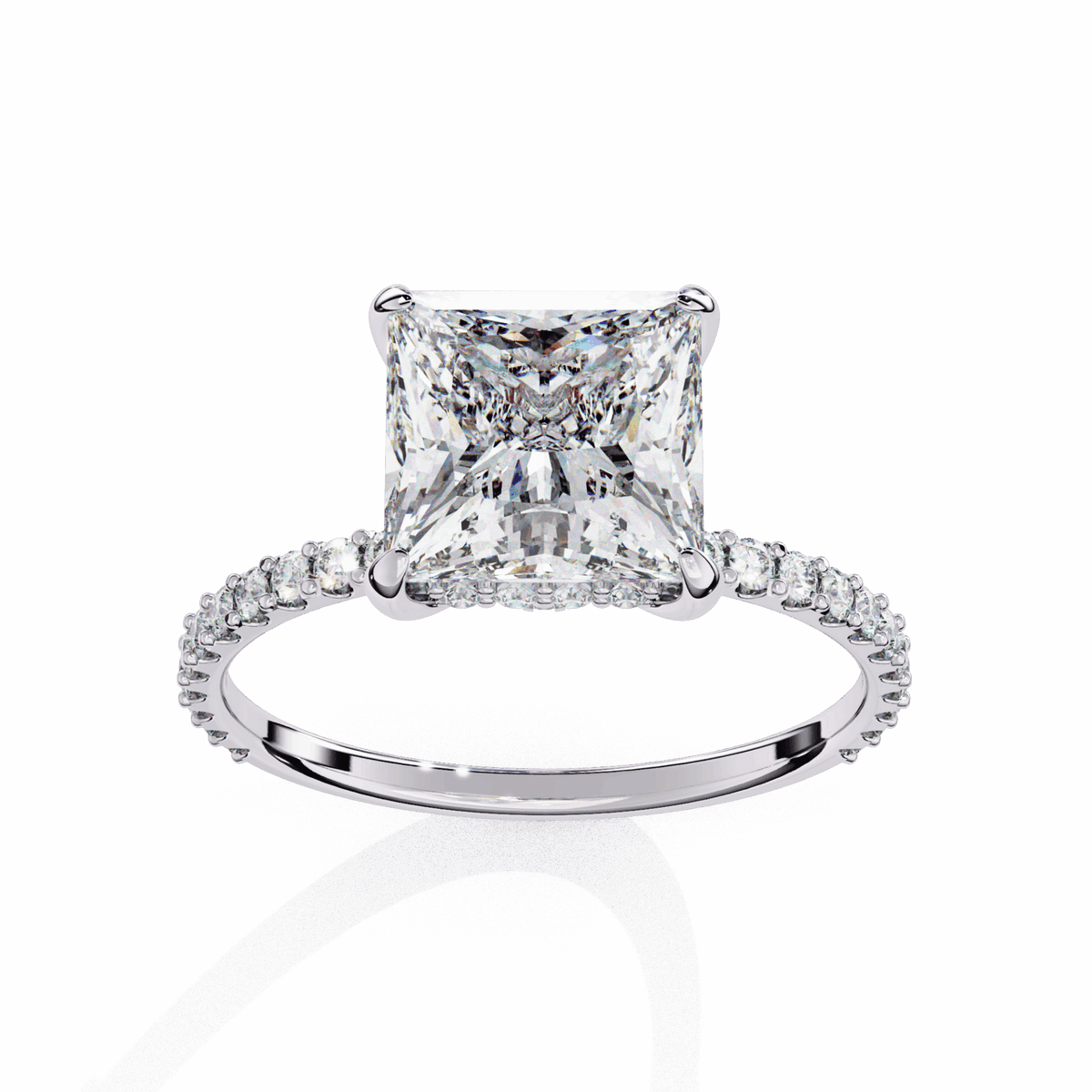 2.75 Carat Princess Hidden Halo Solitaire Ring in Moissanite | House of Estara