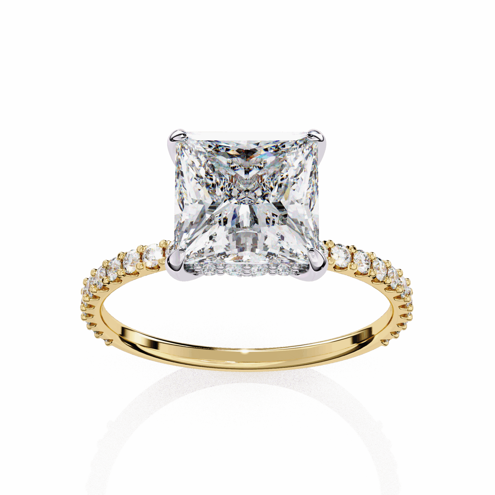 2.75 Carat Princess Hidden Halo Solitaire Ring in Moissanite | House of Estara