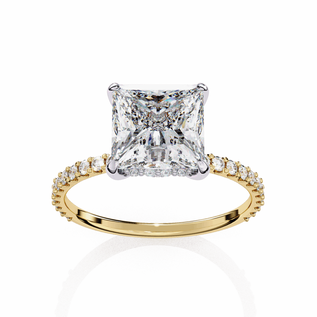 2.75 Carat Princess Hidden Halo Solitaire Ring in Moissanite | House of Estara