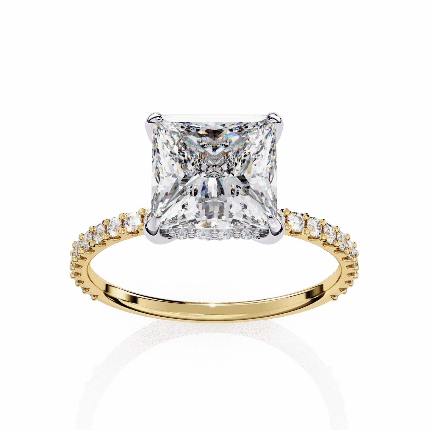 2.75 Carat Princess Hidden Halo Solitaire Ring in Moissanite | House of Estara