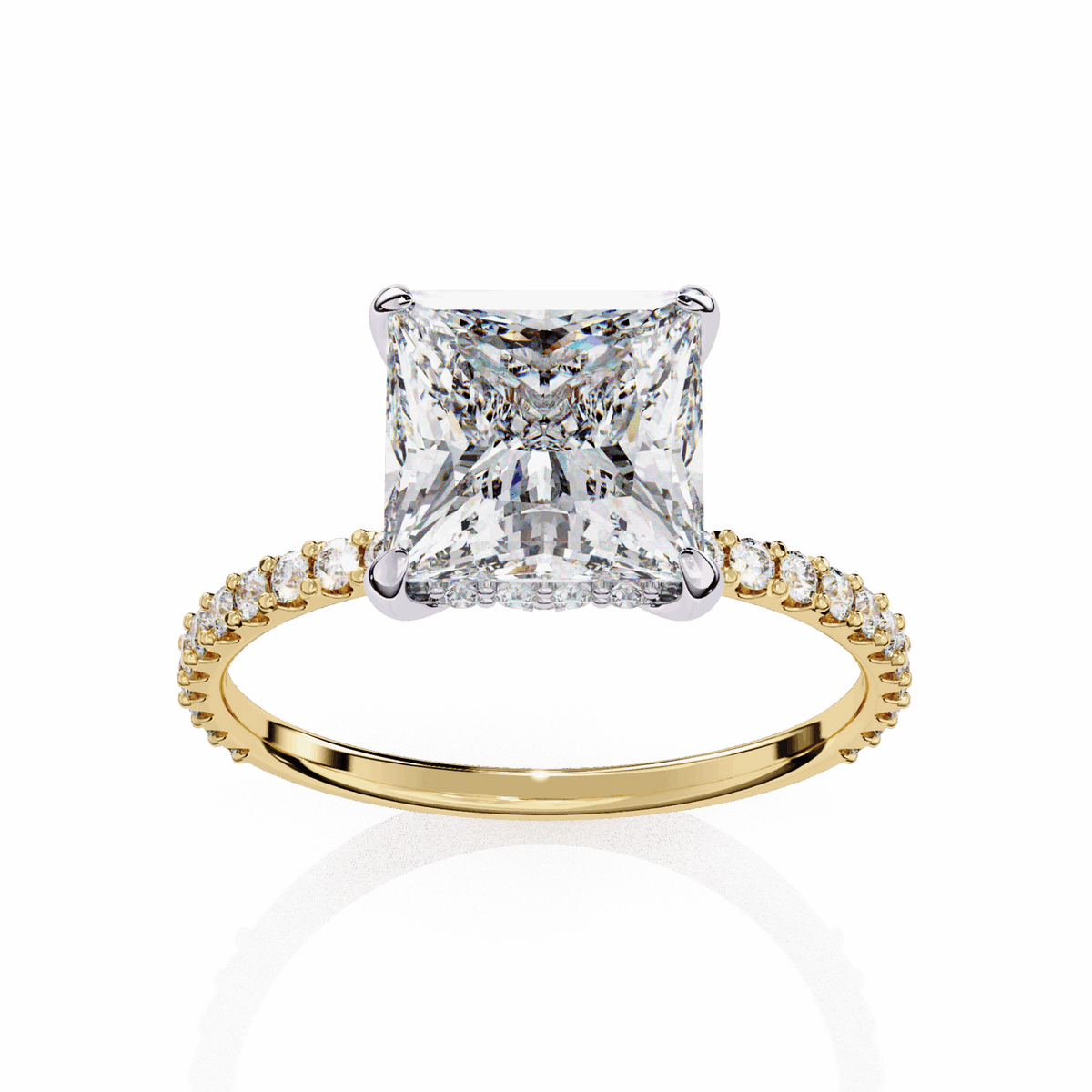 2.75 Carat Princess Hidden Halo Solitaire Ring in Moissanite | House of Estara