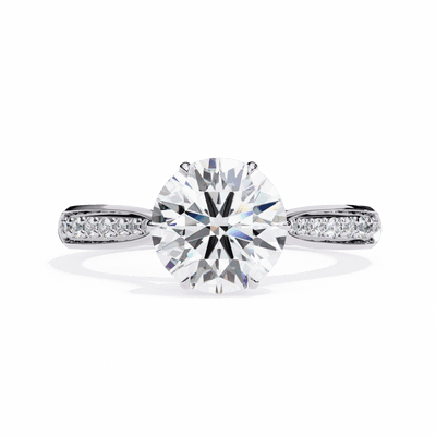 True Love Round Pavé Cathedral Moissanite Engagement Ring
