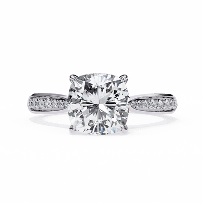 True Love Cushion Split Shank Pavé Moissanite Engagement Ring