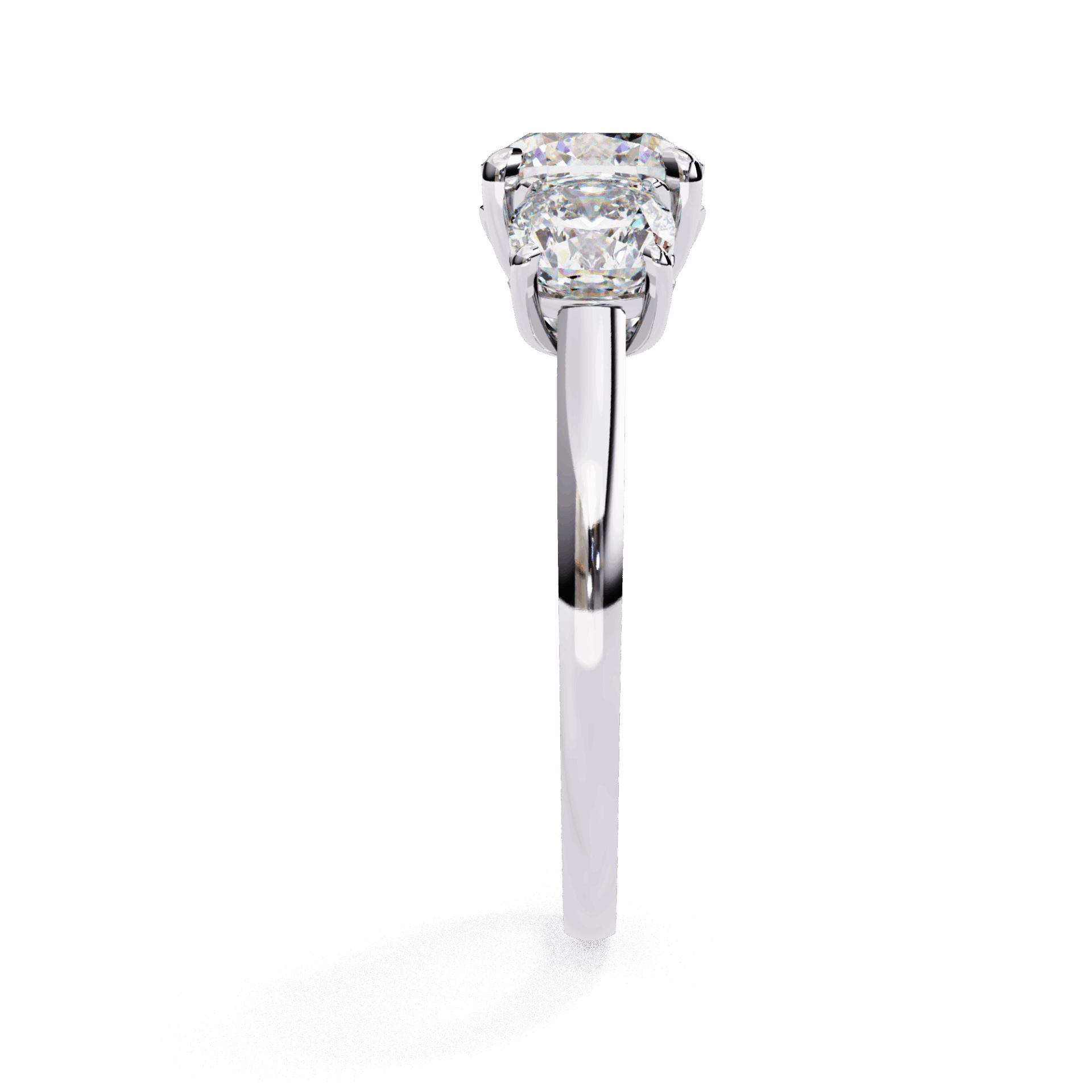 4 Carat Cushion Three Stone Solitaire Ring in Moissanite | House of Estara