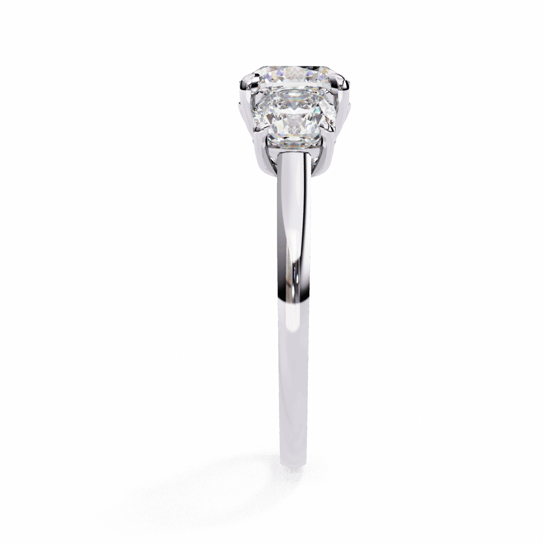 4 Carat Cushion Three Stone Solitaire Ring in Moissanite | House of Estara