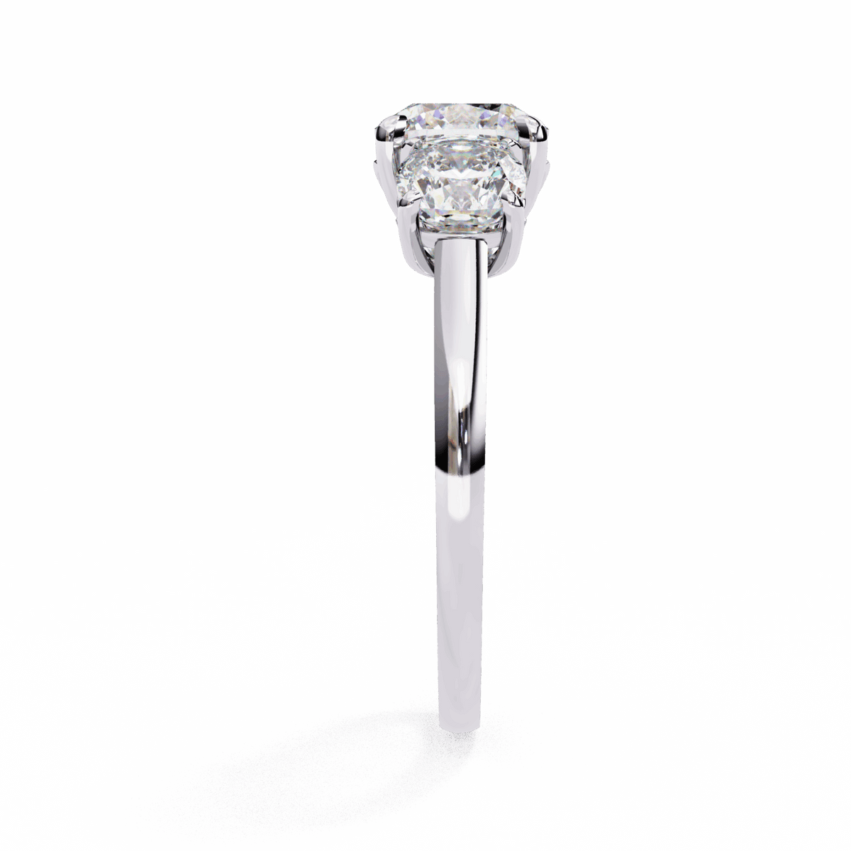 4 Carat Cushion Three Stone Solitaire Ring in Moissanite | House of Estara
