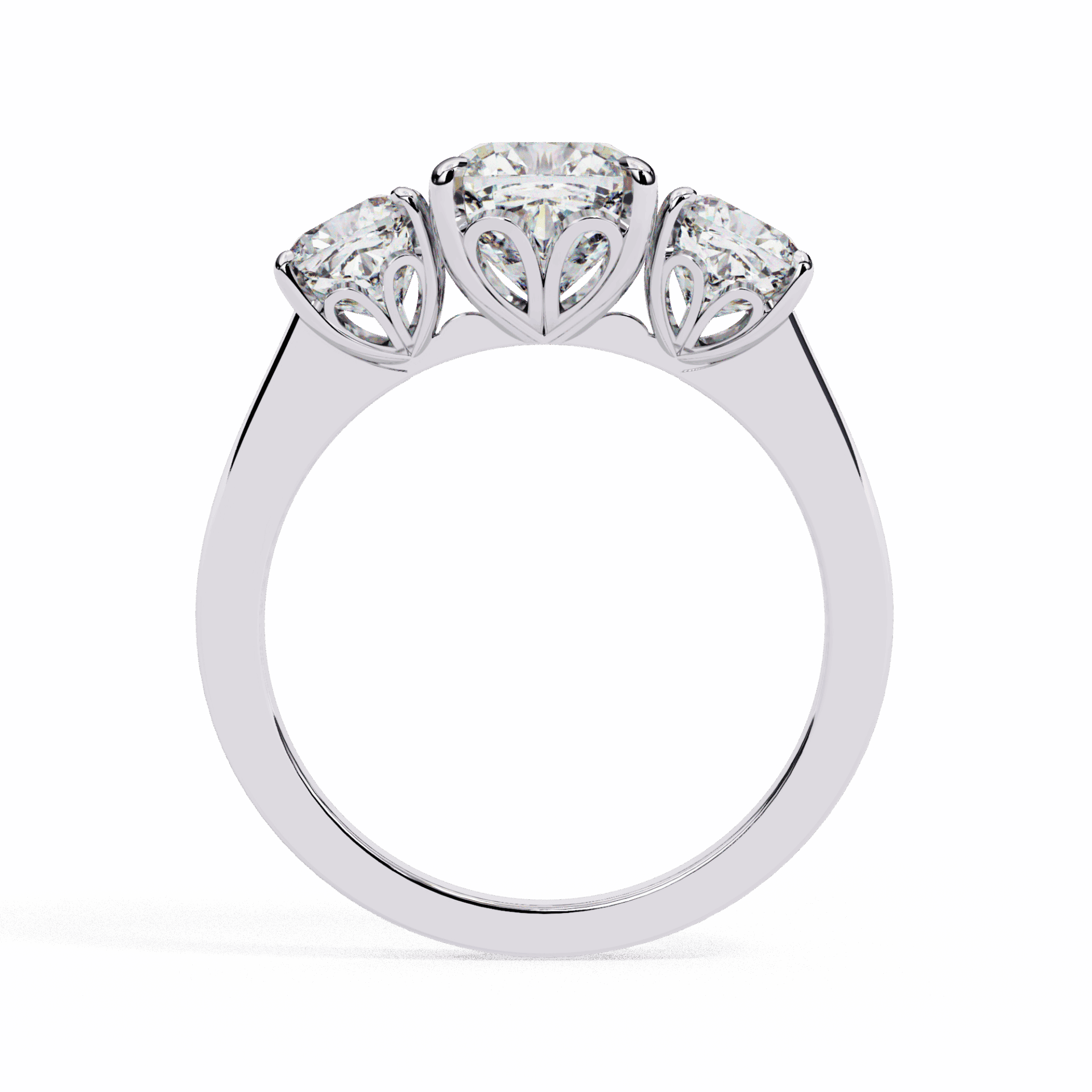 4 Carat Cushion Three Stone Solitaire Ring in Moissanite | House of Estara
