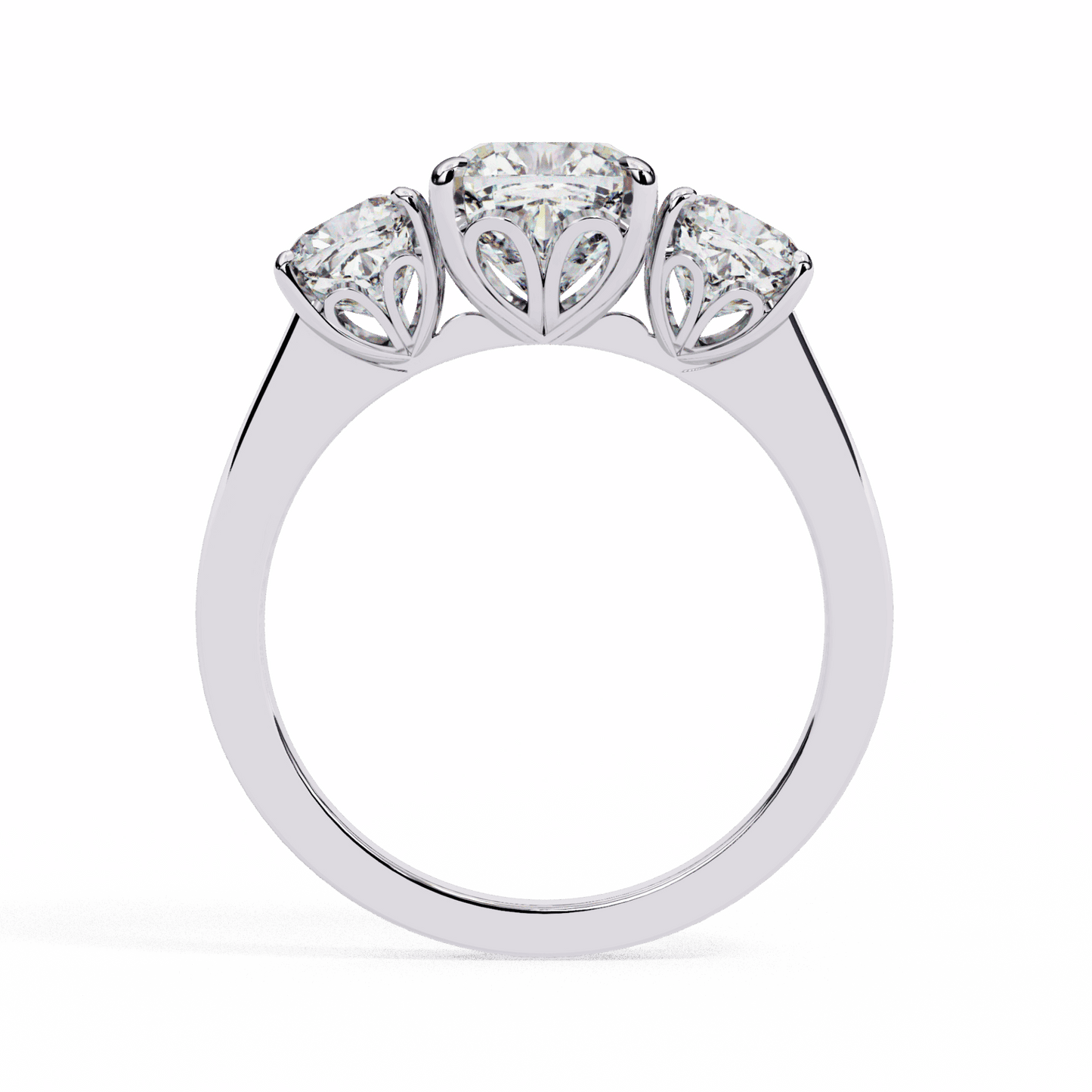 4 Carat Cushion Three Stone Solitaire Ring in Moissanite | House of Estara