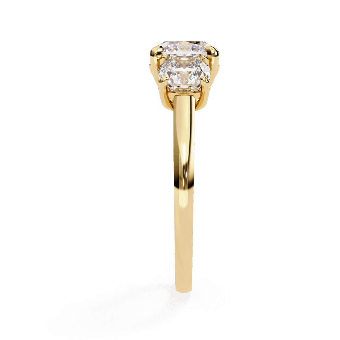 4 Carat Cushion Three Stone Solitaire Ring in Moissanite | House of Estara