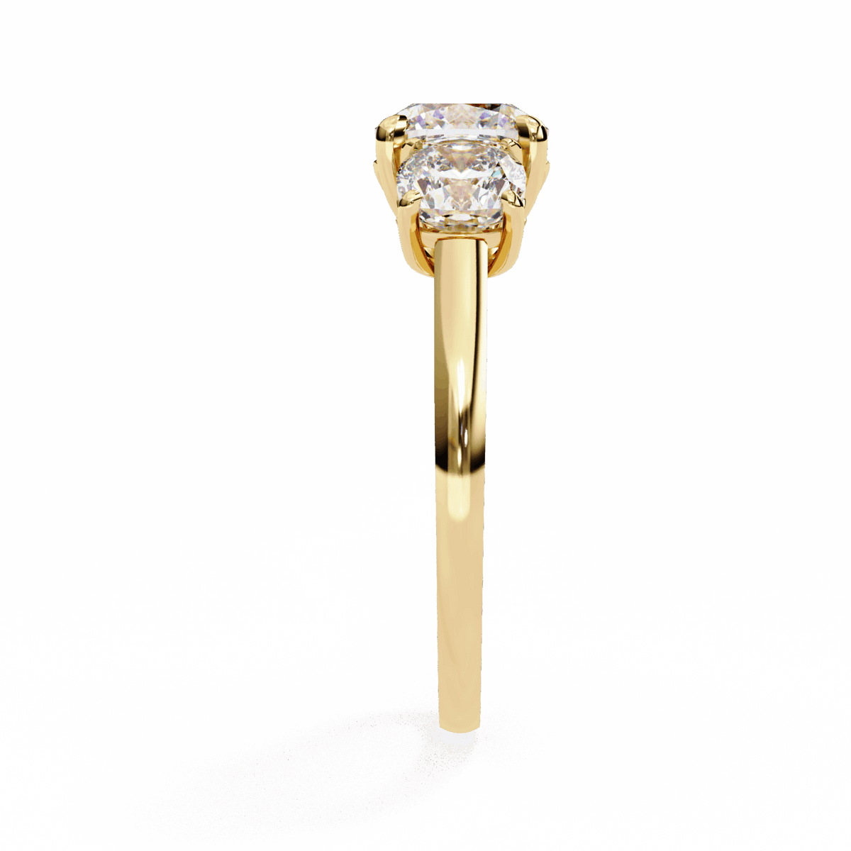 4 Carat Cushion Three Stone Solitaire Ring in Moissanite | House of Estara