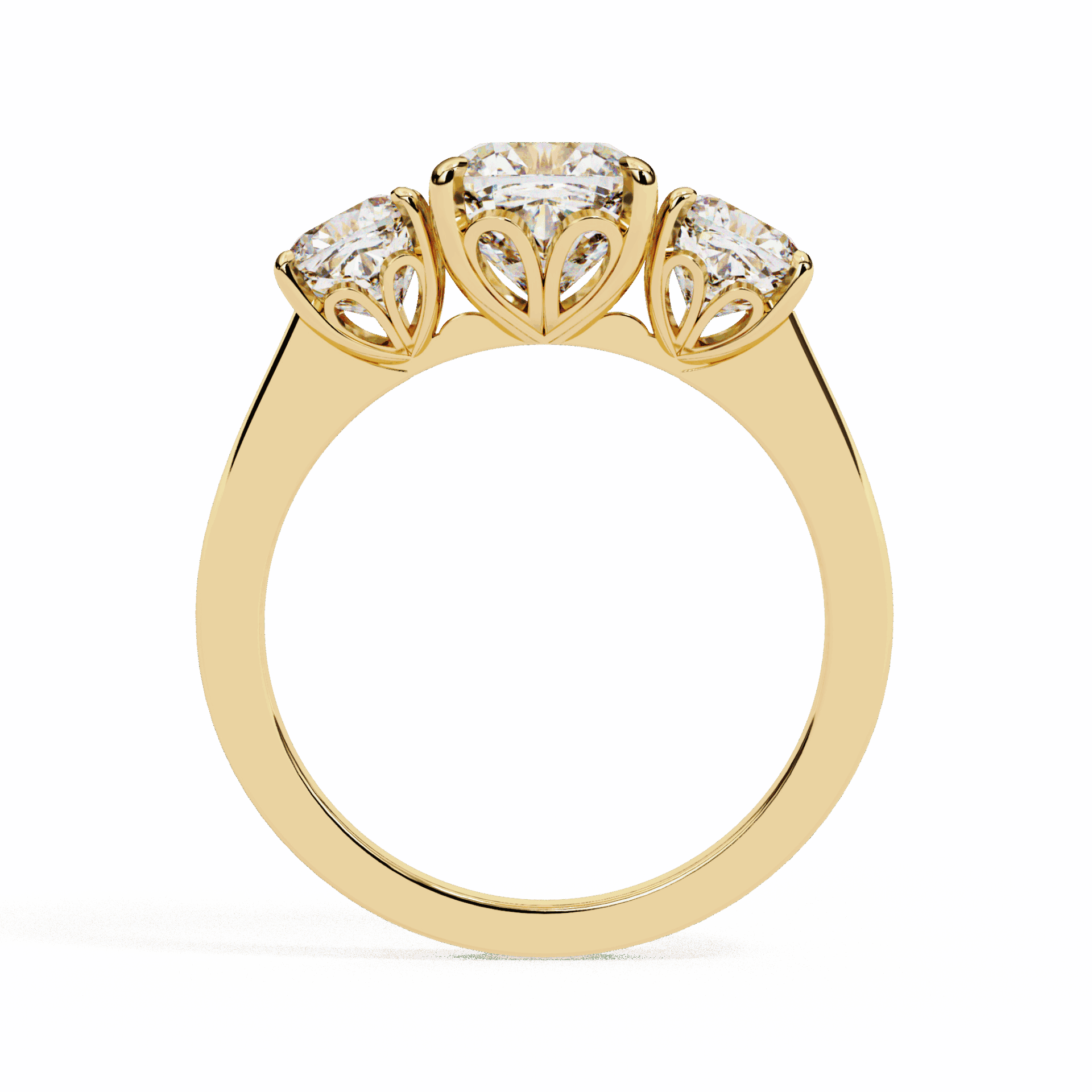 4 Carat Cushion Three Stone Solitaire Ring in Moissanite | House of Estara