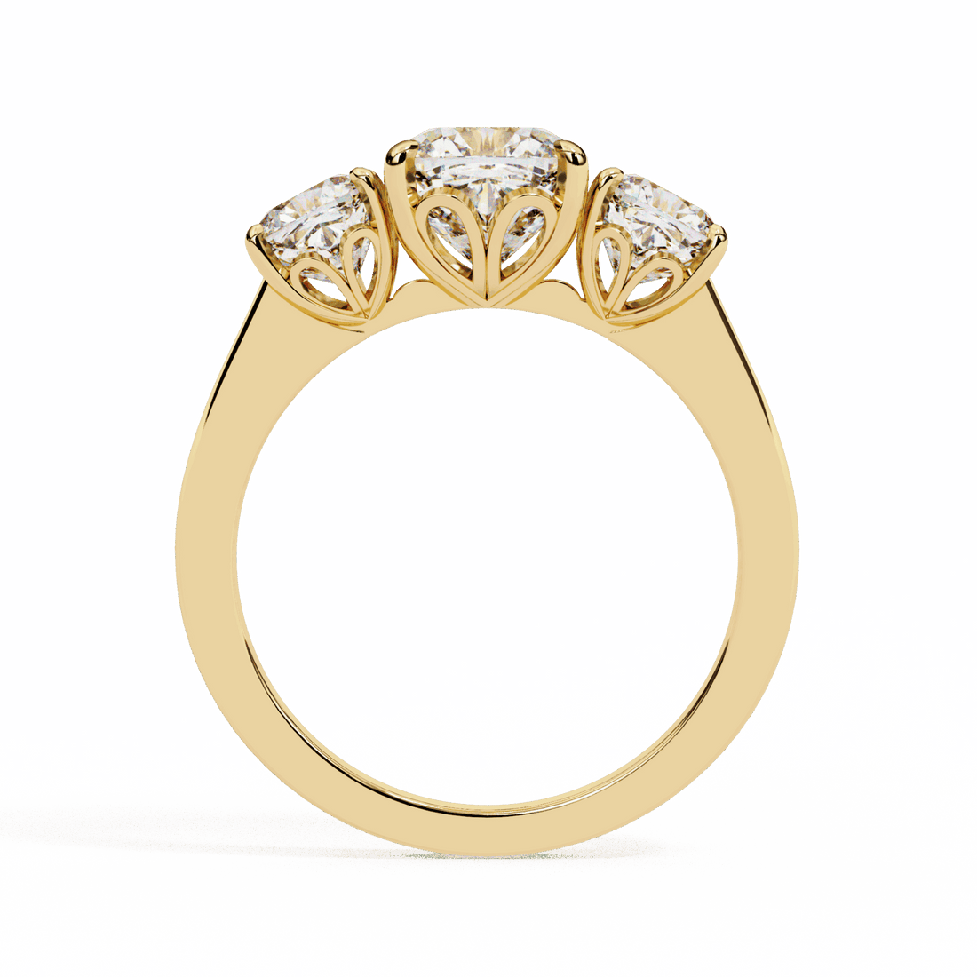 4 Carat Cushion Three Stone Solitaire Ring in Moissanite | House of Estara