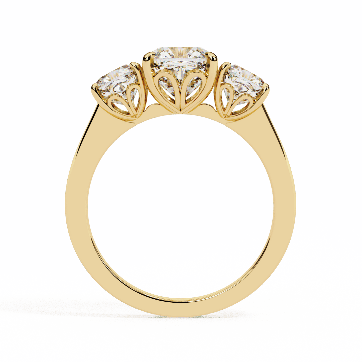 4 Carat Cushion Three Stone Solitaire Ring in Moissanite | House of Estara