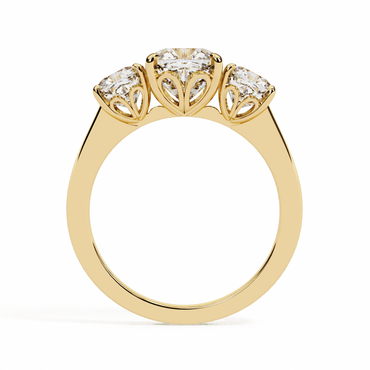 4 Carat Cushion Three Stone Solitaire Ring in Moissanite | House of Estara