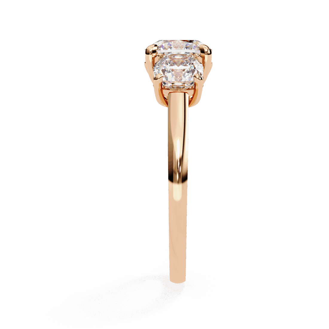 4 Carat Cushion Three Stone Solitaire Ring in Moissanite | House of Estara