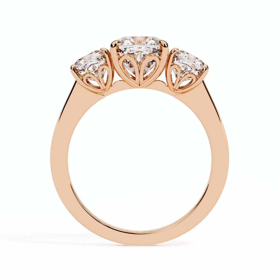 4 Carat Cushion Three Stone Solitaire Ring in Moissanite | House of Estara