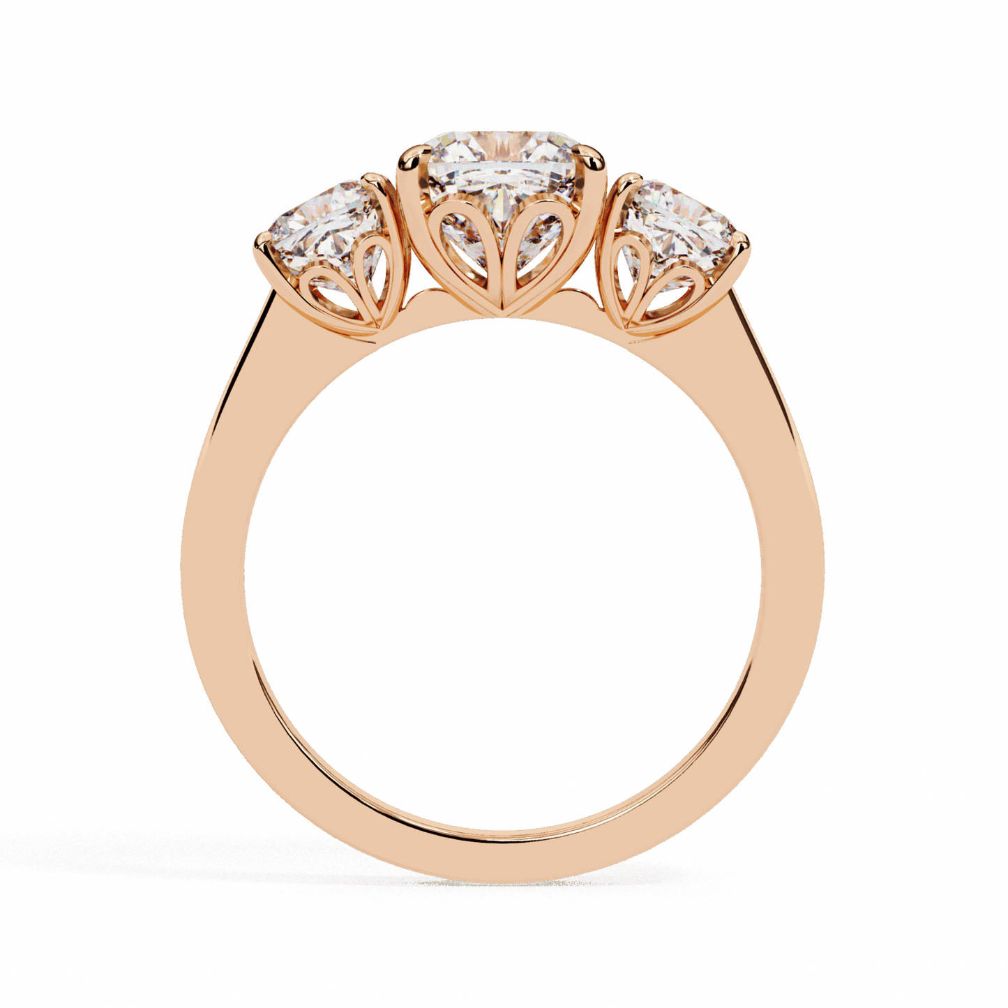 4 Carat Cushion Three Stone Solitaire Ring in Moissanite | House of Estara