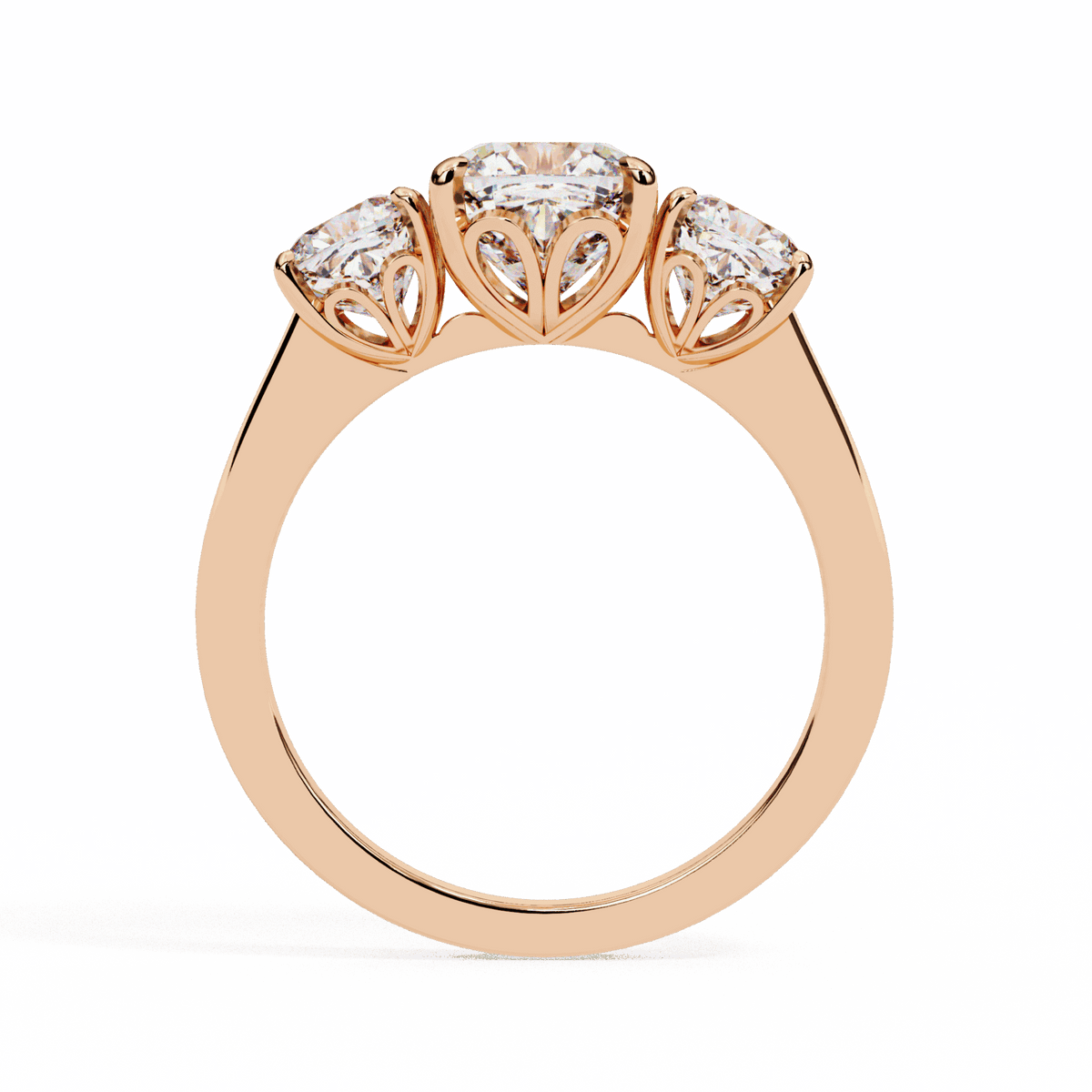 4 Carat Cushion Three Stone Solitaire Ring in Moissanite | House of Estara