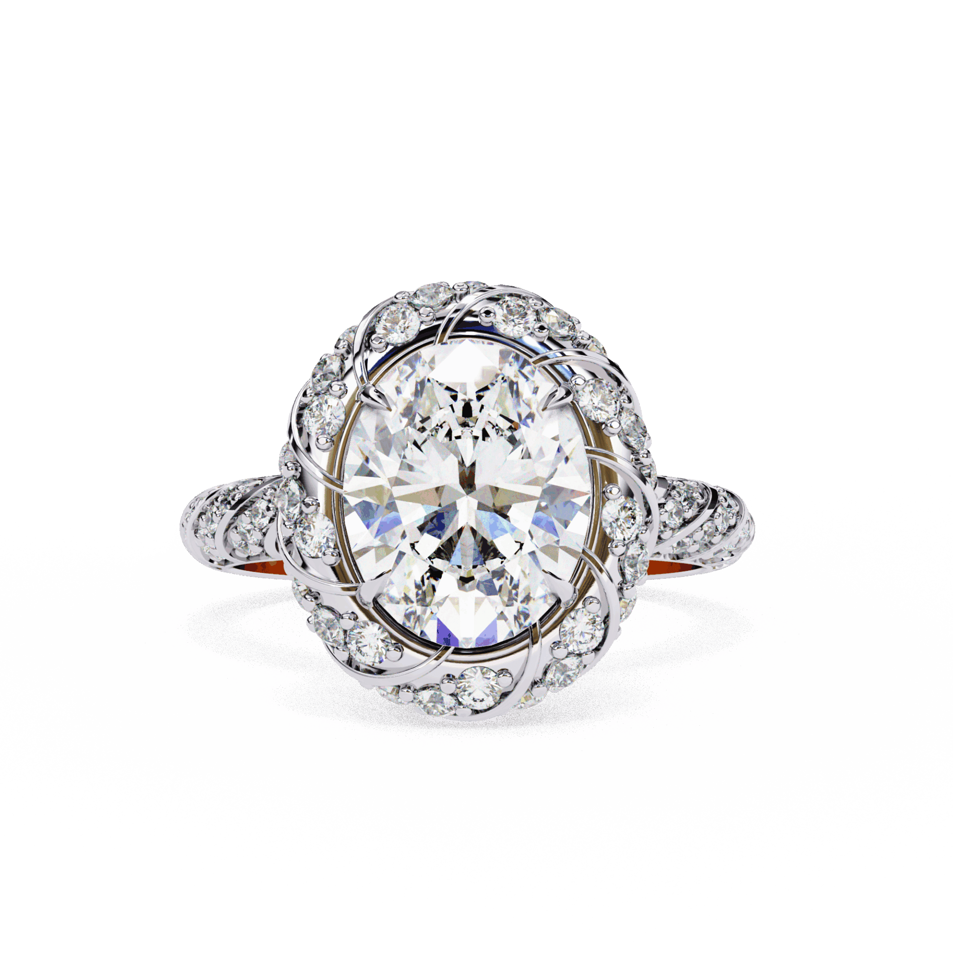 3.25 Carat Oval Halo Solitaire Ring in Moissanite | House of Estara