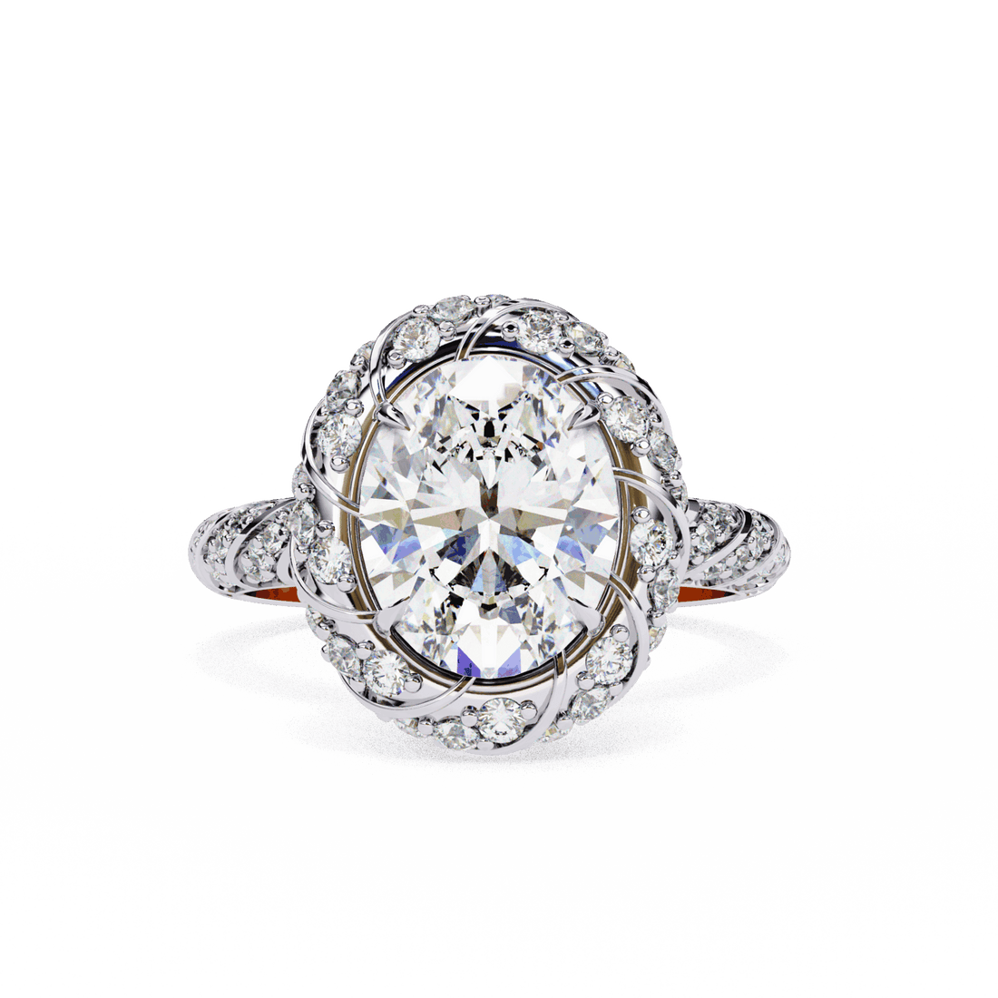 3.25 Carat Oval Halo Solitaire Ring in Moissanite | House of Estara