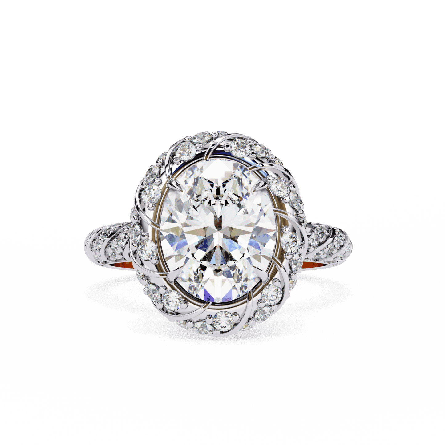 3.25 Carat Oval Halo Solitaire Ring in Moissanite | House of Estara