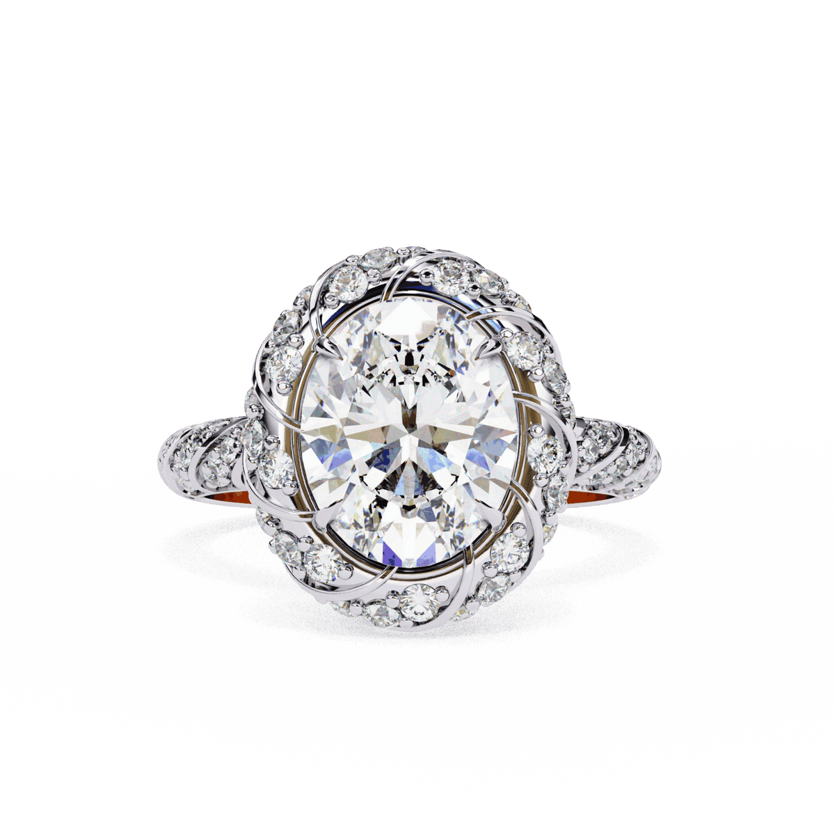 3.25 Carat Oval Halo Solitaire Ring in Moissanite | House of Estara