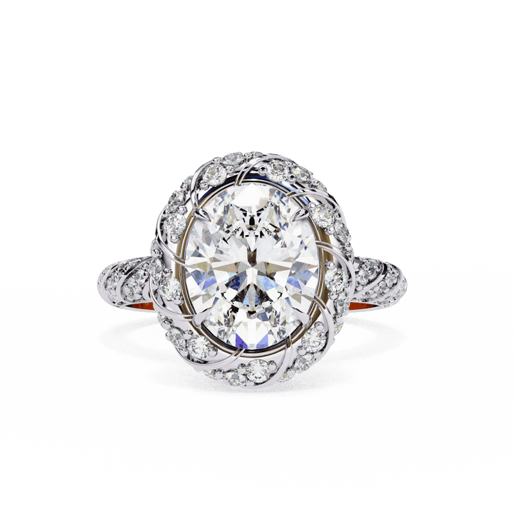 3.25 Carat Oval Halo Solitaire Ring in Moissanite | House of Estara