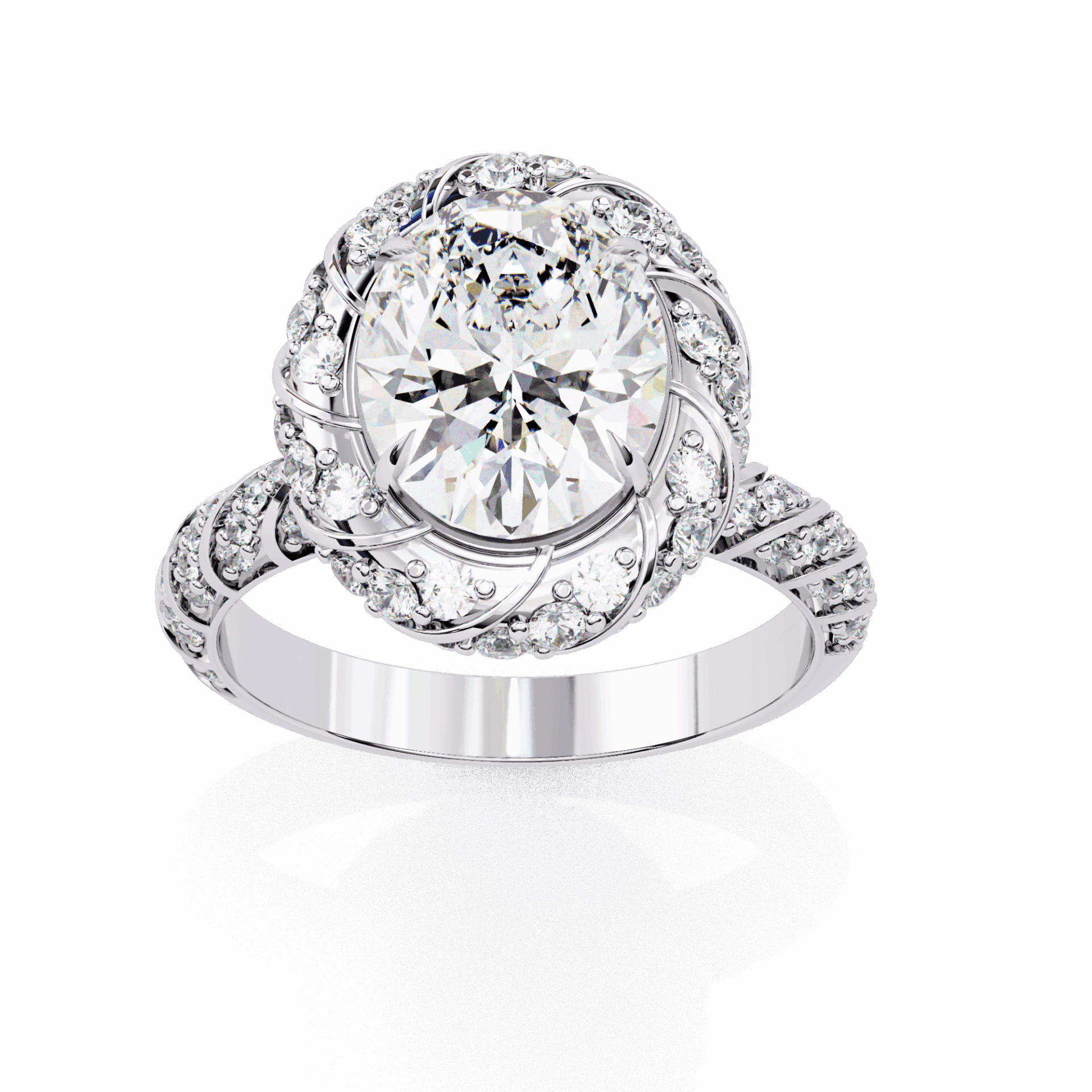 3.25 Carat Oval Halo Solitaire Ring in Moissanite | House of Estara