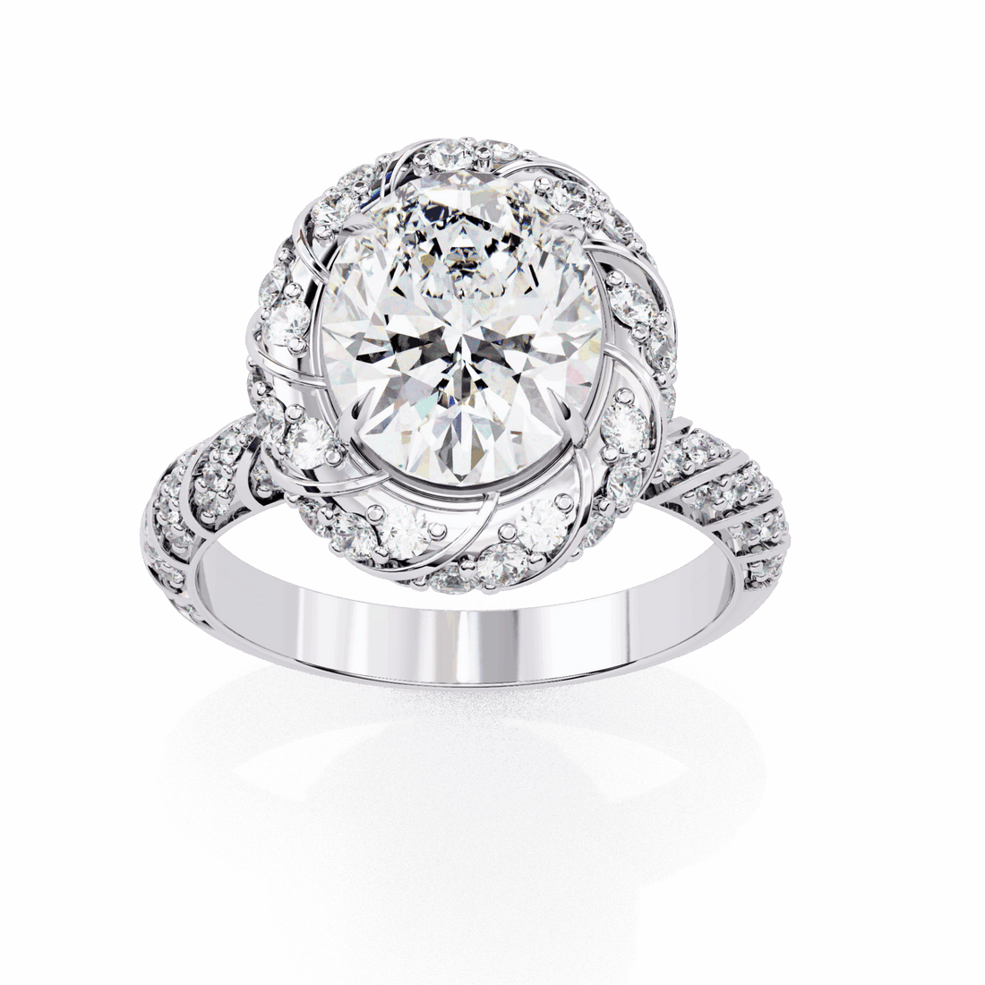 3.25 Carat Oval Halo Solitaire Ring in Moissanite | House of Estara