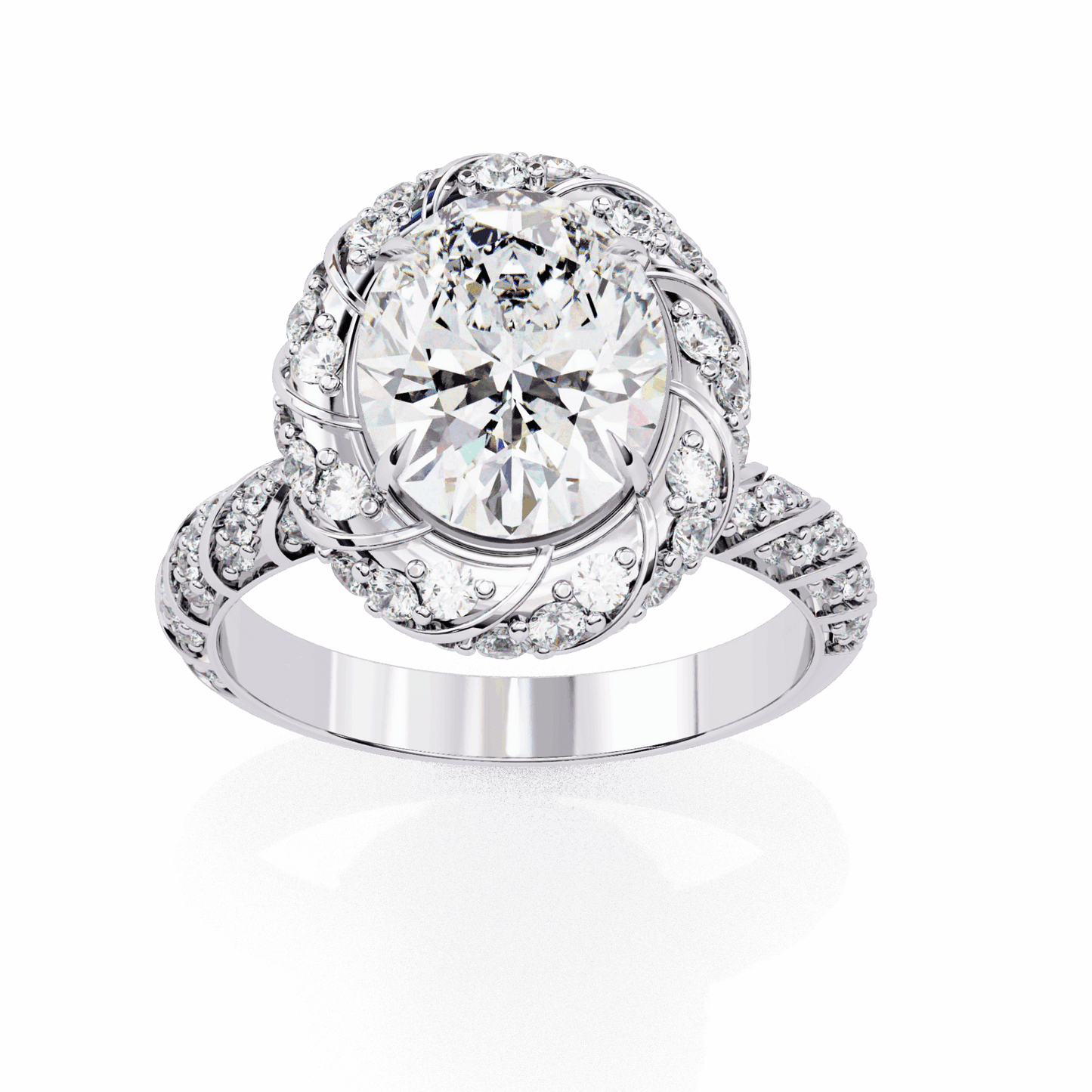 3.25 Carat Oval Halo Solitaire Ring in Moissanite | House of Estara