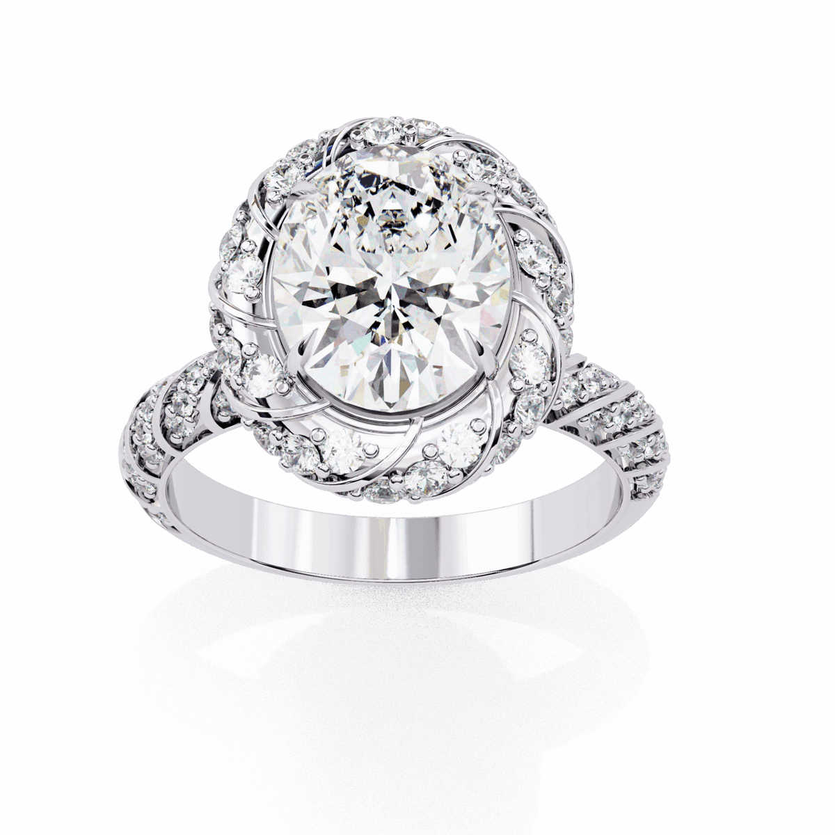 3.25 Carat Oval Halo Solitaire Ring in Moissanite | House of Estara